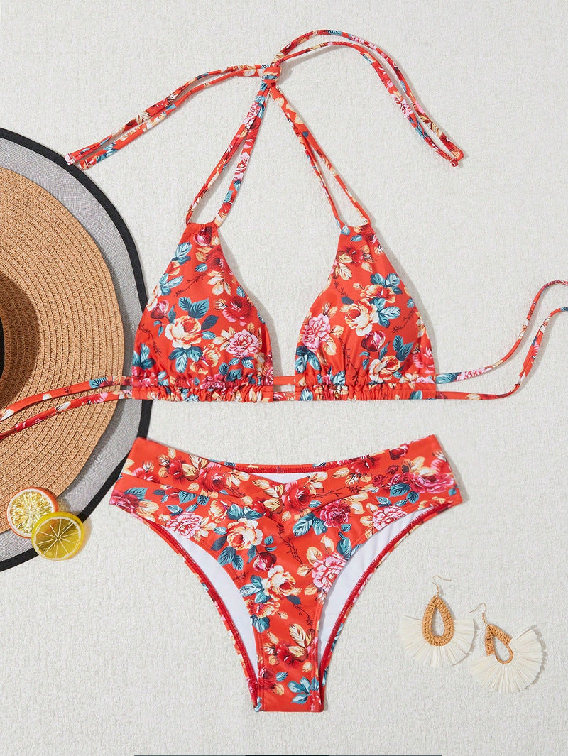 Dame Bikini-sæt med blomsterdesign og justerbare stropper Stilla