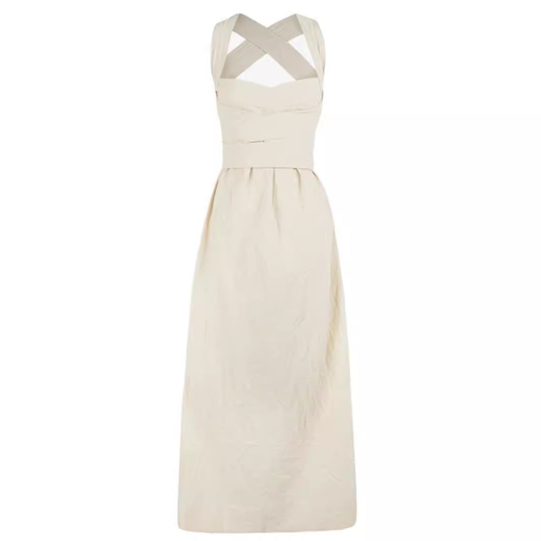 Dame Maxikjole med smart strapless top og udsvinget design Stilla