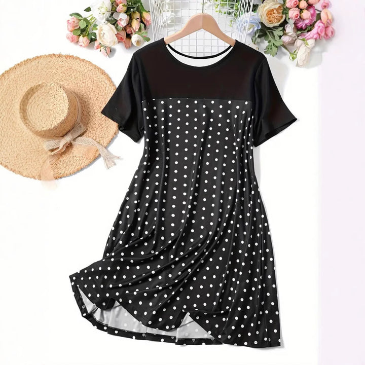 Dame Polka-Dot A-Linje Fritidskjole Stilla