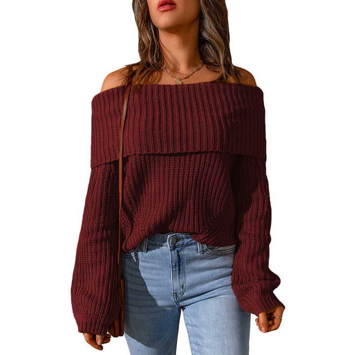 Dame Off-Shoulder Strikpullover Stilla