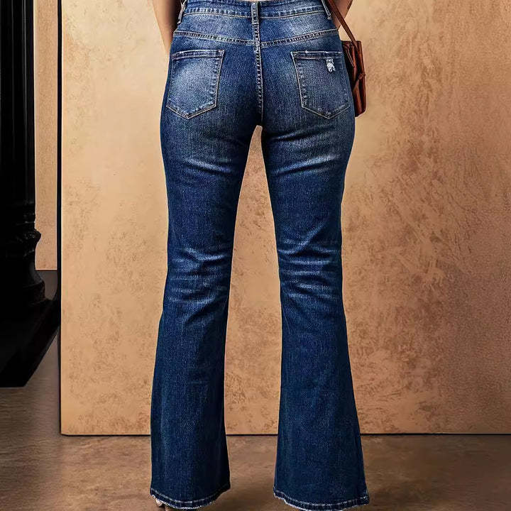 Dame Flared Jeans i elegant snit med høj talje og markante sømme Stilla