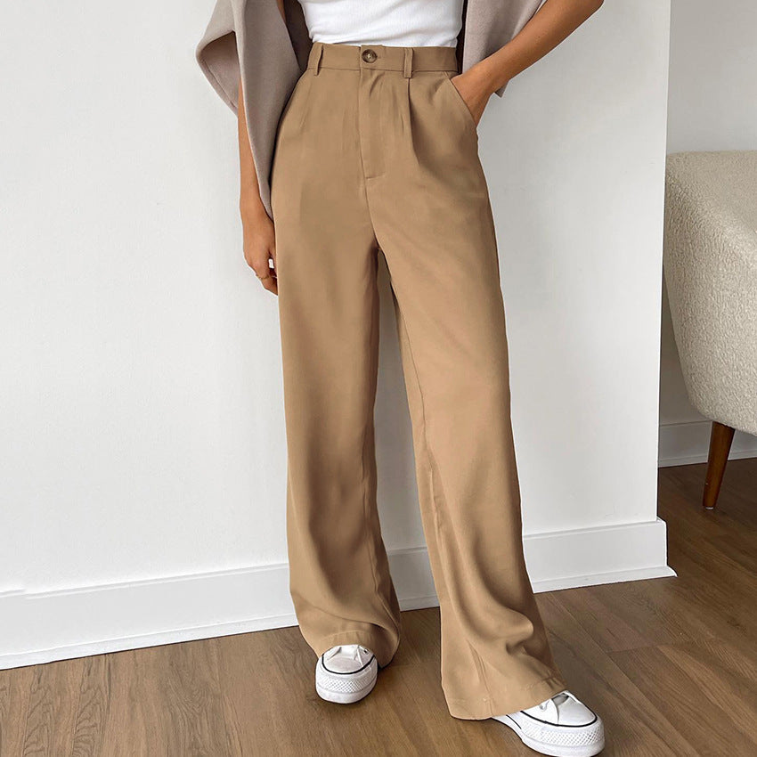 Dame bred chinos med høj talje og elegant plissering Stilla