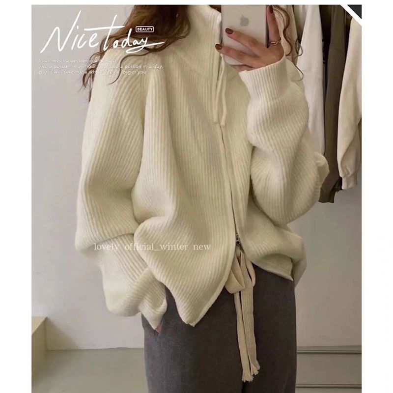 Kvinders cardigan med asymmetrisk lynlås Stilla