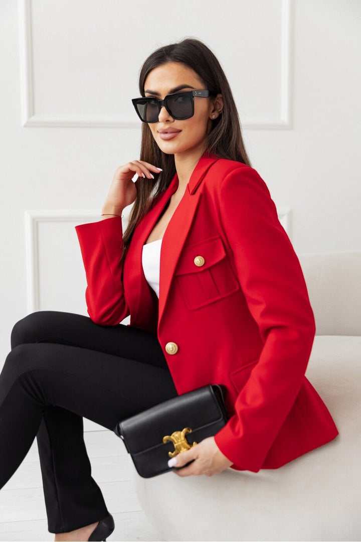 Dame elegant blazer med stilfulde lommer og gyldne knapdetaljer Stilla