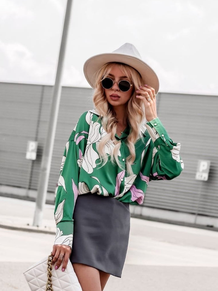 Damebluse med floralsktryk Stilla