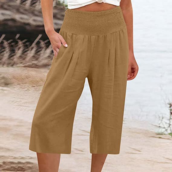 Damer Elegant løs Culotte med elastisk bælt og folder Stilla