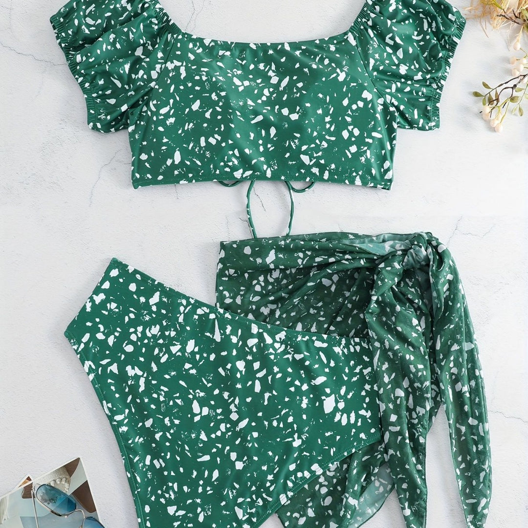 Dame Crop-Bikini Top med ruffle detaljer og matchende bund Skovae