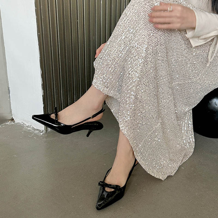 Dame Slingback Pumps med elegant sløjfedekoration og smart hæl Stilla