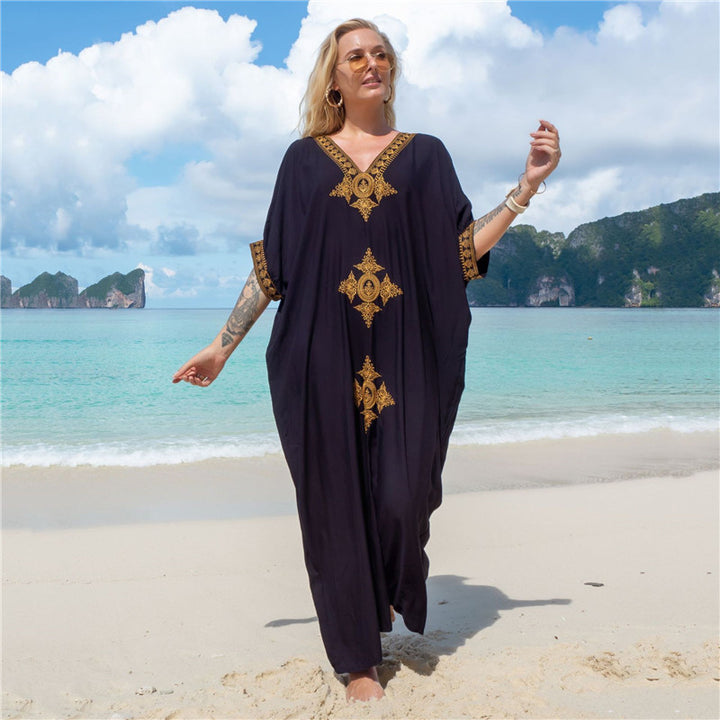 Dame elegant Kaftan med kunstnerisk broderi Stilla