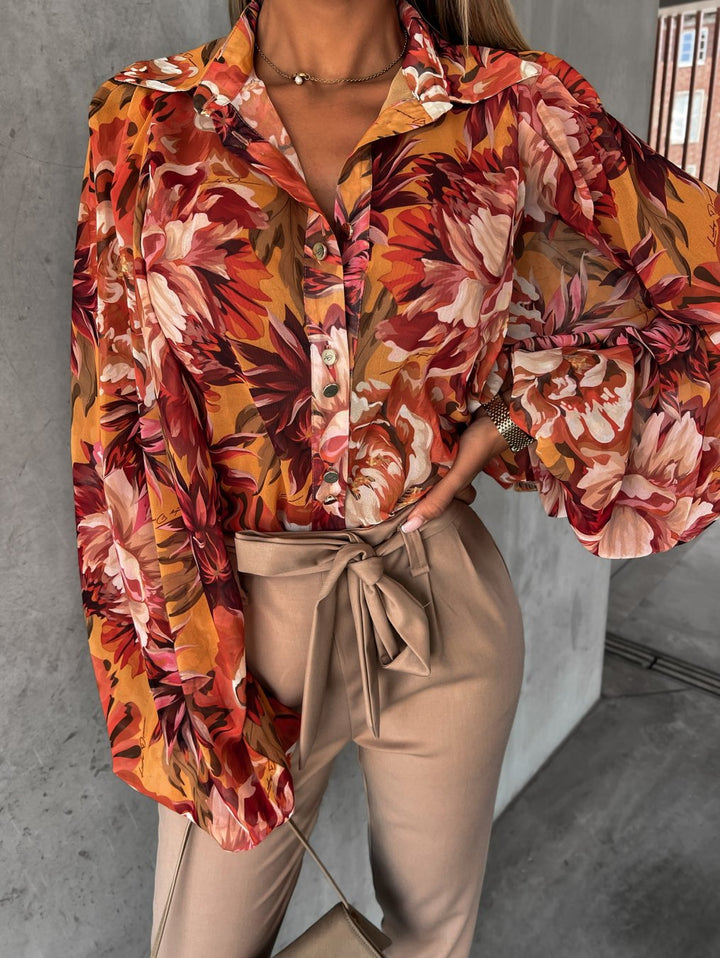 Dame Flydende Blomster Knapløs Bluse Stilla