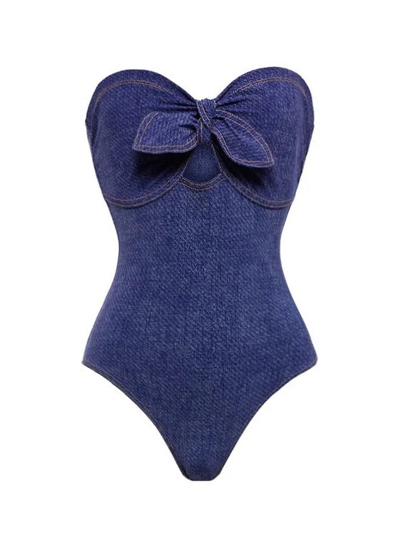 Damer elegant bandeau badedragt med asymmetrisk omslagskjørt-design Stilla