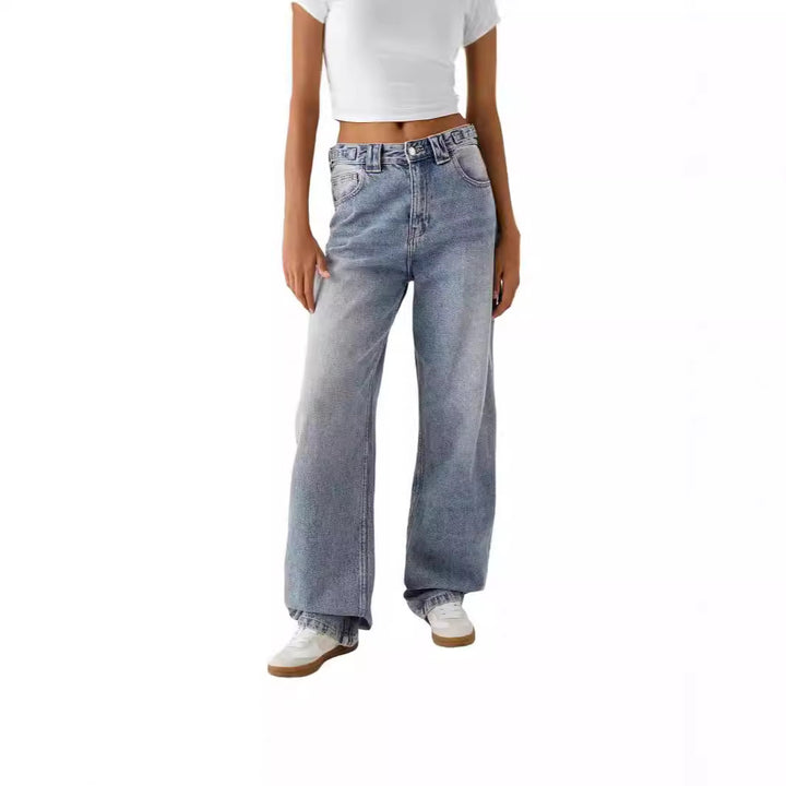 Dame brede højhals jeans med elegant snit og afslappet design Skovae