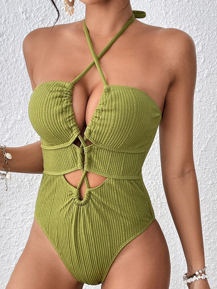 Dame Ribbet Cut-Out Enstykke Badedragt Stilla 1750839052