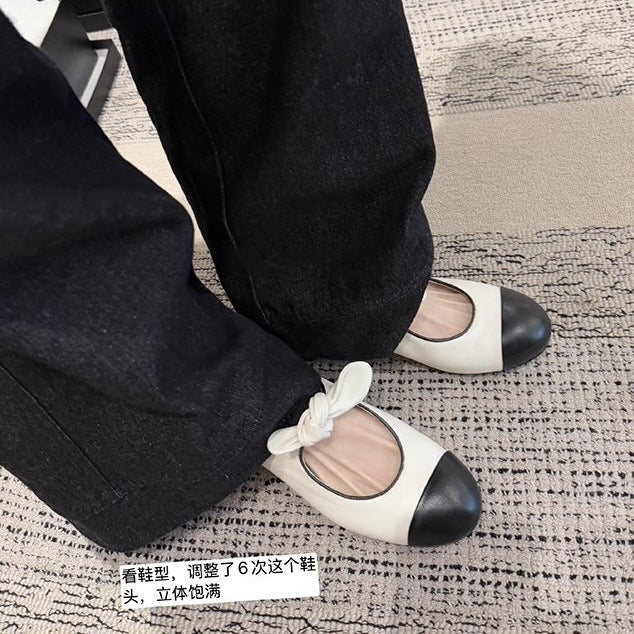 Femme Elegant Knude Detalje Ballerina Flad Stilla