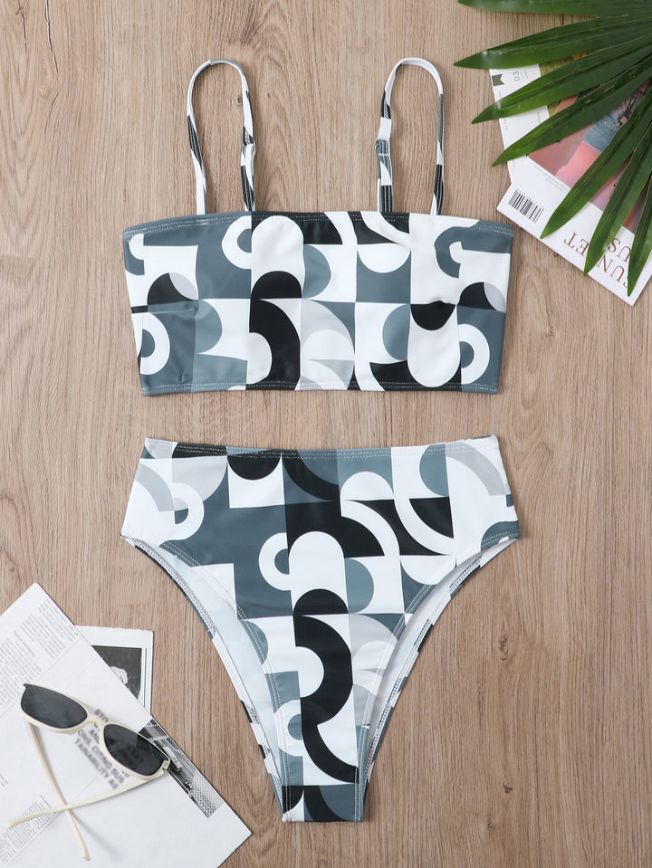Dame Geometrisk Print Bralette Bikini Sæt Stilla