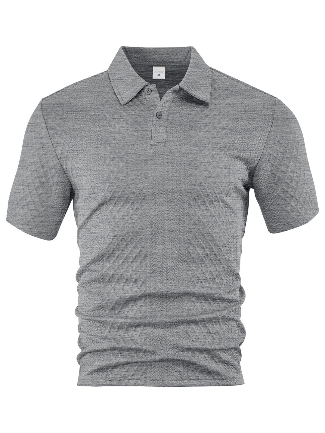 Herrer nan tekstureret jacquard-polo shirt kortærmet smal pasform med polo krave Skovae