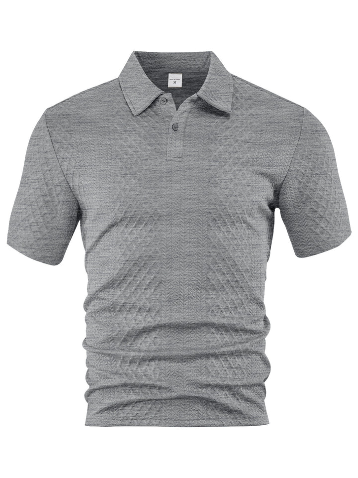 Herrer nan tekstureret jacquard-polo shirt kortærmet smal pasform med polo krave Skovae