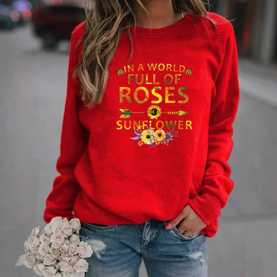 Dame sweatshirt med inspirerende design og blomsterdekoration Stilla