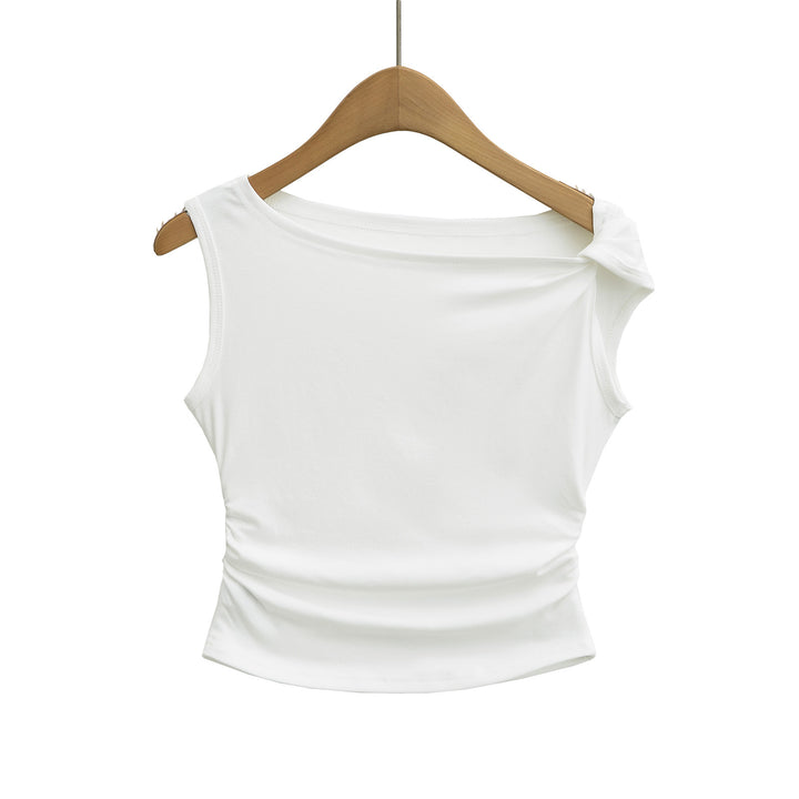 Dame ærmeløs tanktop med elegant indpakningsdesign og fin ribstruktur Stilla