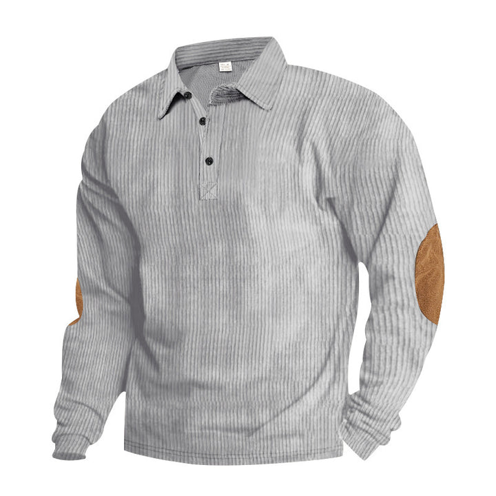 Herrer Langærmet Polo med struktureret design og forstærkede albue-patches Stilla