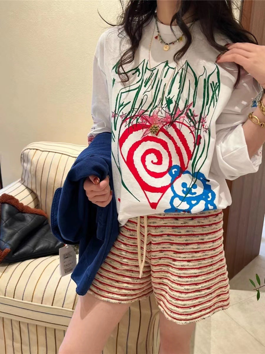 Damer afslappet longsleeve med kreativt print Stilla