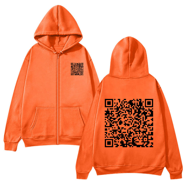 Kvinders hættejakke med QR-kode design og blødt fleece Skovae