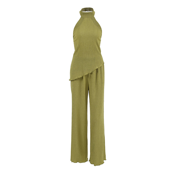 Dame wrapped dress med asymmetrisk kant og elegant flæseafslutning Stilla