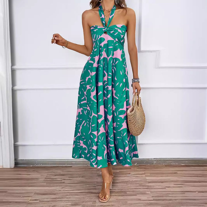 Dame Maxi Kjole med skulderfrit design og blomsterprint Stilla