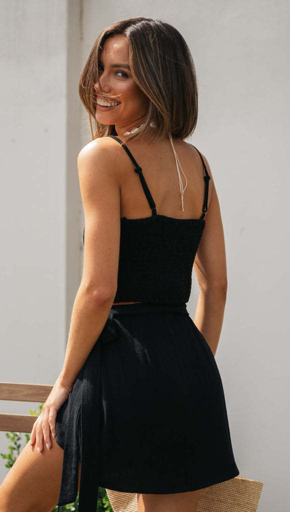 Dame bomulds sæt med crop-top og sarong nederdel Stilla