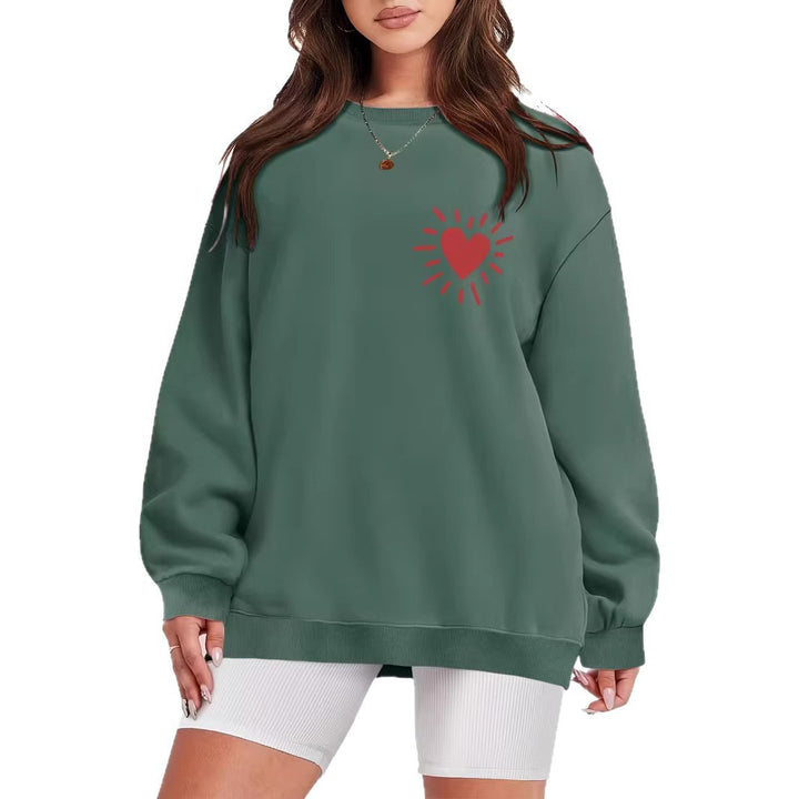 Kvinders sweatshirt med afslappet hjertemotiv og oversized pasform Skovae