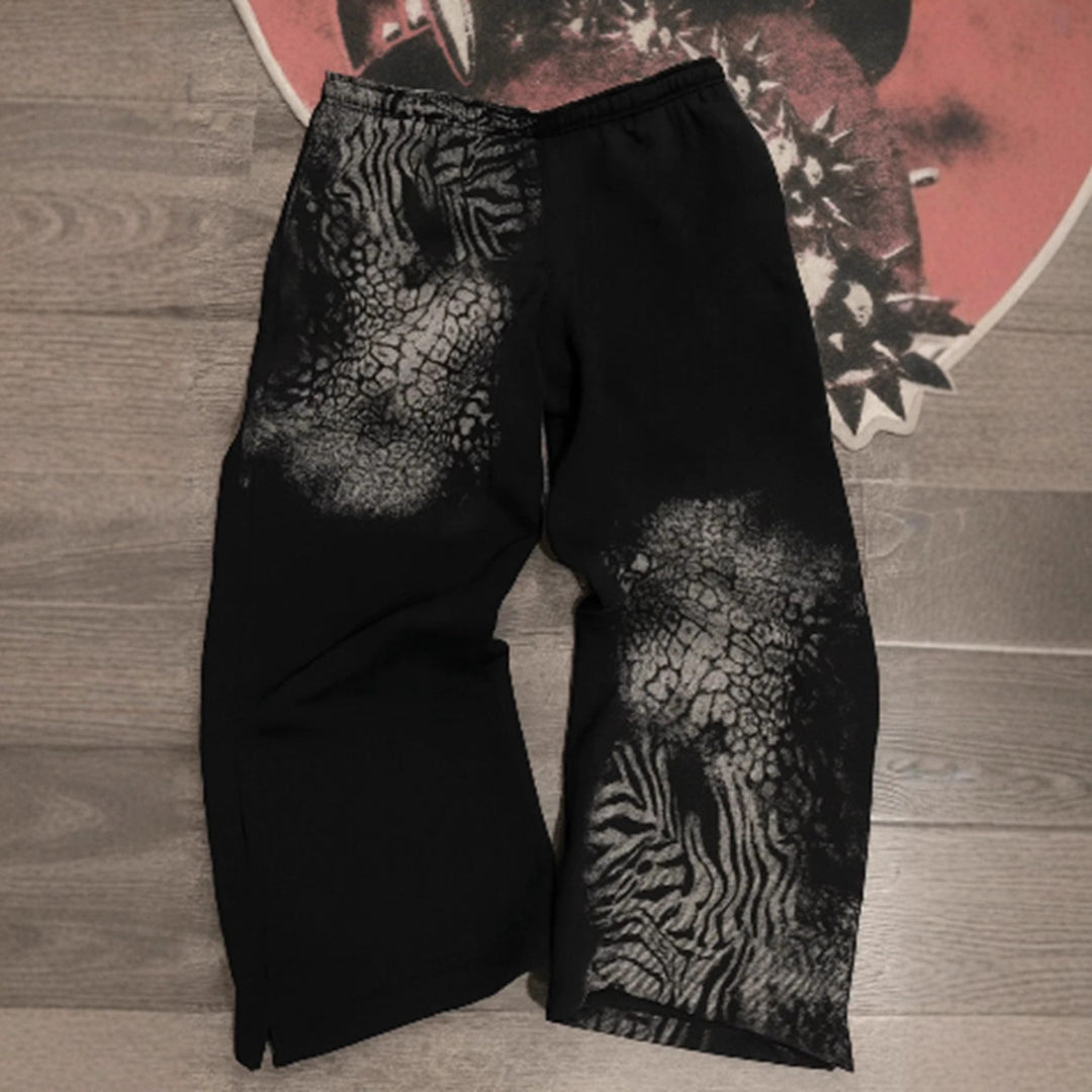 Dame nan løse sweatpants med asymmetrisk dyreprint, elastisk komfortlinning og lige ben Skovae