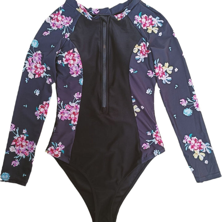 Dame Sporty Badebukser med moderne høj krave og farverigt blomsterdesign Stilla