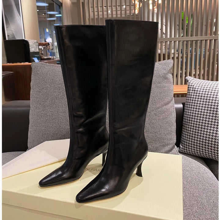 Dame elegante over-knæet stiletto-støvler med enkelt design Stilla