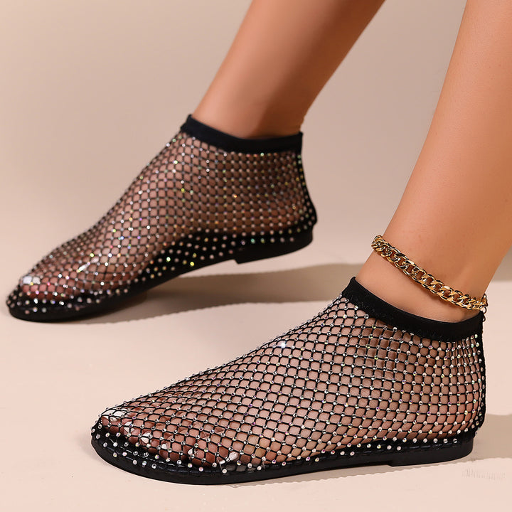 Dame net-boots med glitrende accenter og elastisk skaft Stilla