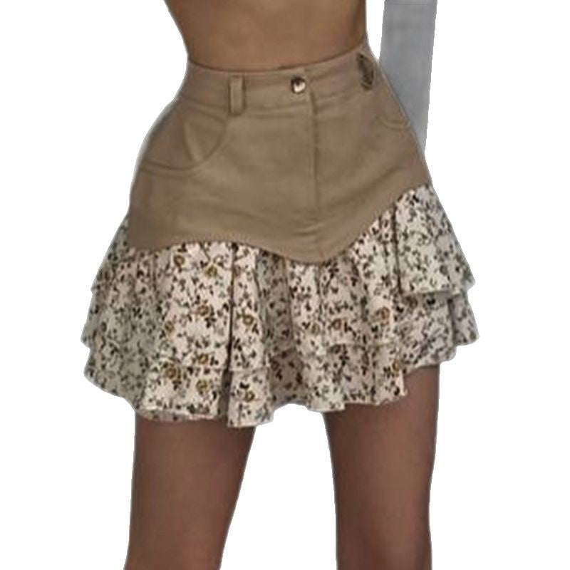 Dame Mini skirt med flæsedetalje og afslappet denim-top Stilla