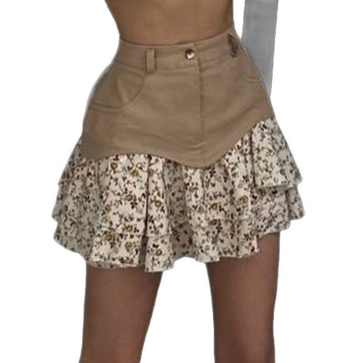 Dame Mini skirt med flæsedetalje og afslappet denim-top Stilla