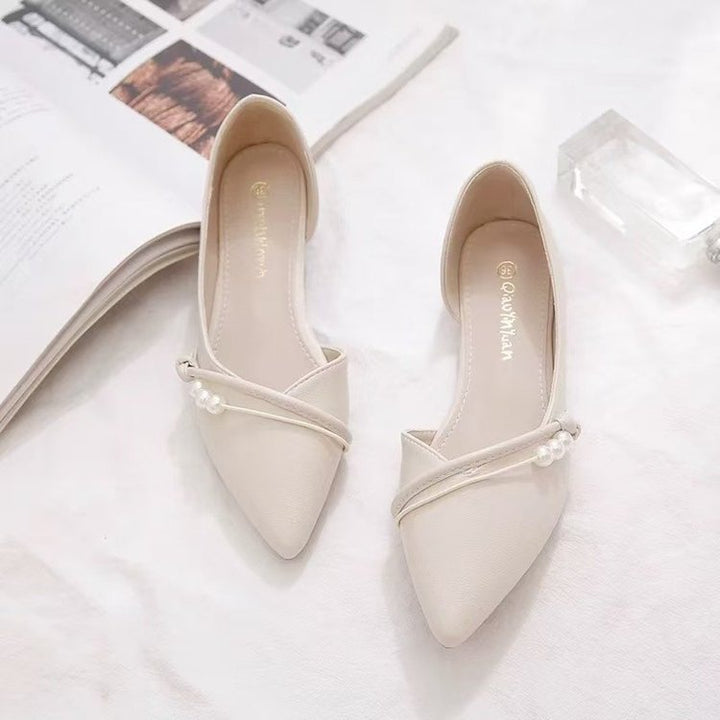 Dame ballerinas med moderne perle-akcent og elegant snit Stilla