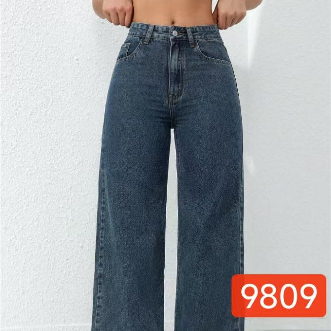 Dame brede jeans med høj talje og afslappet snit Stilla