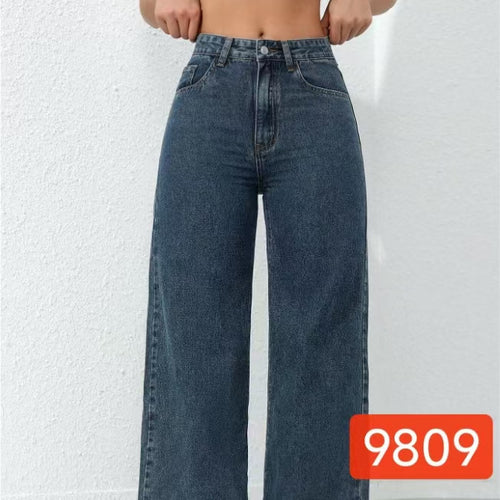 Dame brede jeans med høj talje og afslappet snit Stilla