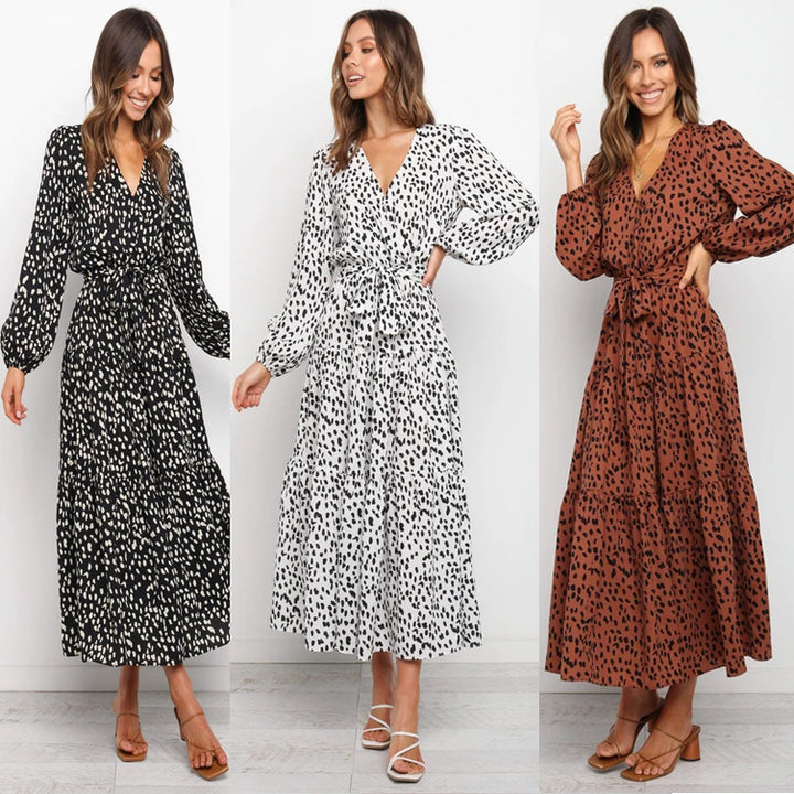 Dame Maxi Wrap Kjole med elegant lagdelt design Stilla