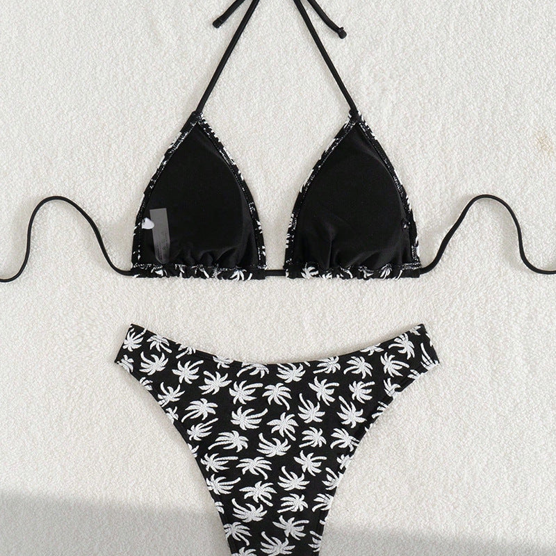 Dame triangel Bikini med plante mønster Stilla