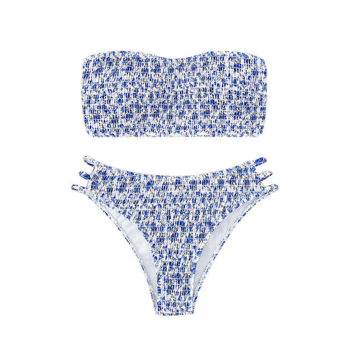 Dame Bandeau-Bikini-sæt med elastisk flæse-design og justerbare stropper Skovae
