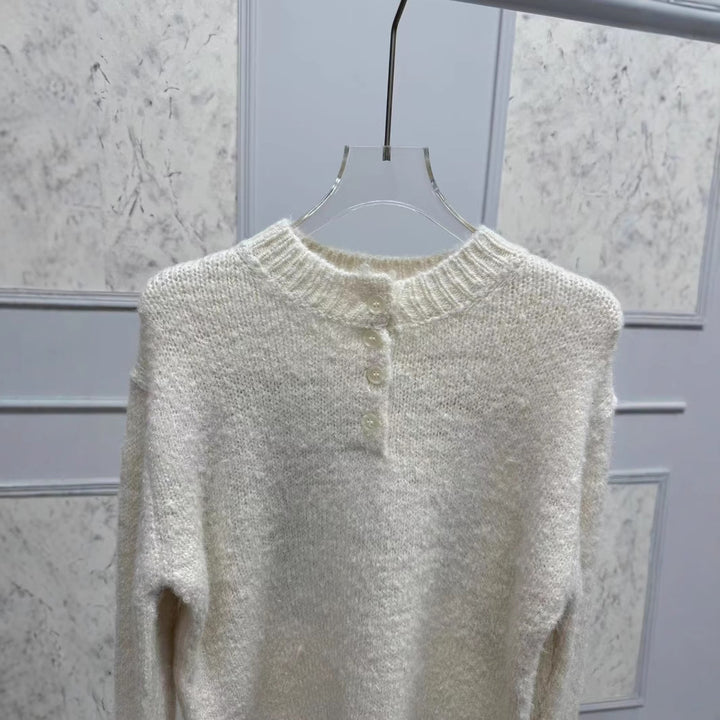 Dame strikpullover med kreativt skrift og blødt materiale Stilla