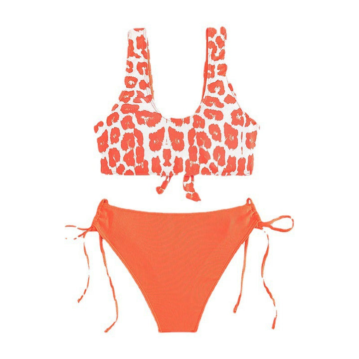 Dame Triangel-Bikini Sæt med legende leopardmønster og praktiske bånd Skovae