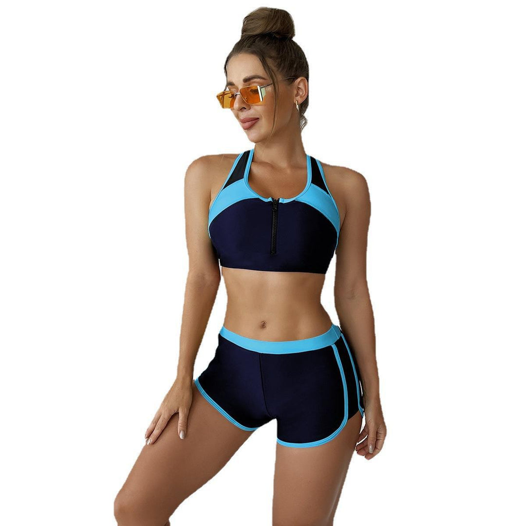 Dame Sporty bikini-sæt med kort bukser og lynlås Skovae