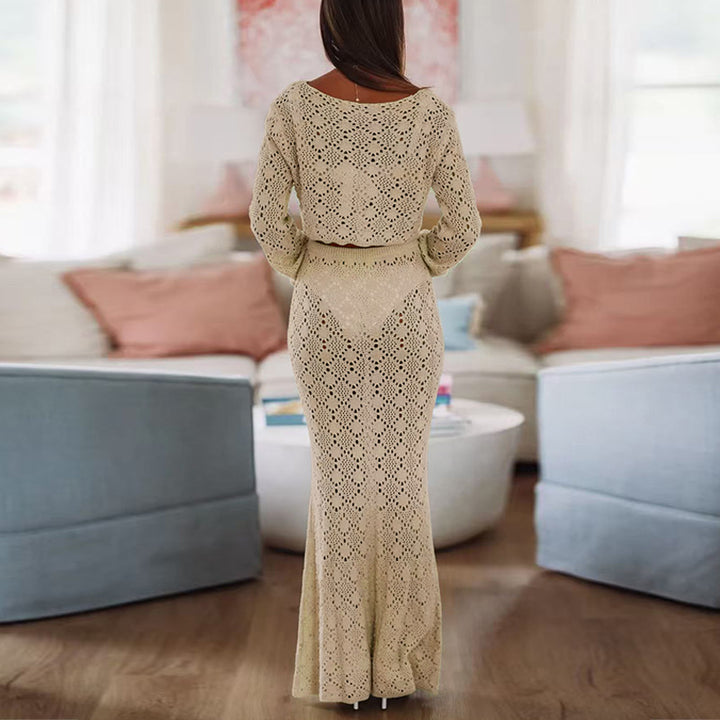 Damer elegant spidskjole med lang nederdel og løs pasform Skovae