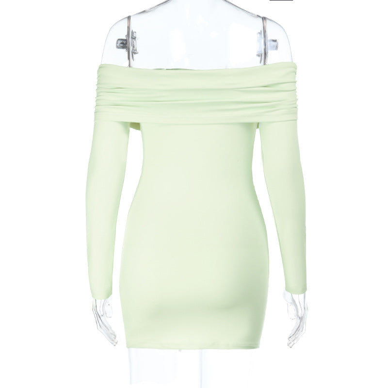 Dame Off-Shoulder Minikjole med Rynker Skovae