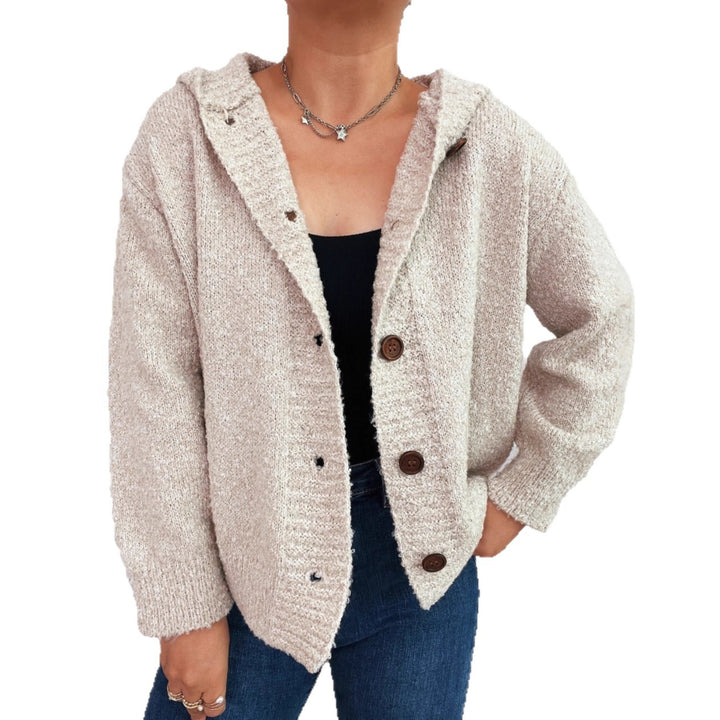 Kvinders hyggelige cardigan med hætte og knapdetaljer Stilla