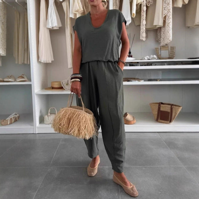 Kvinders afslappede jumpsuit med elastisk talje og lommer Stilla