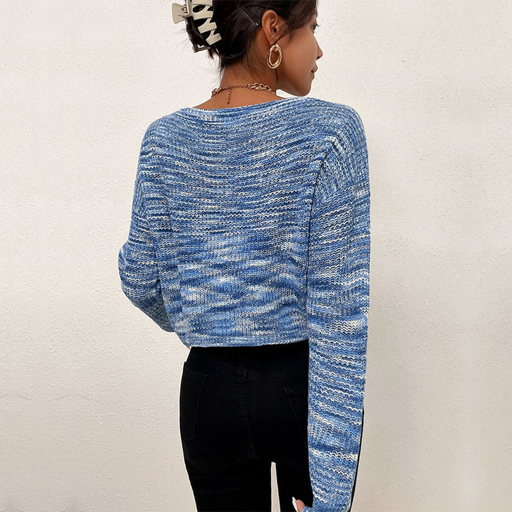 Kvinders oversized striktrøje med asymmetrisk halsudskæring og fashionabelt mønster Stilla
